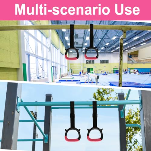 Gymnastics Rings for Kids, Pull Up Rings with Adjustable Straps for Children Home Gym Strength Training