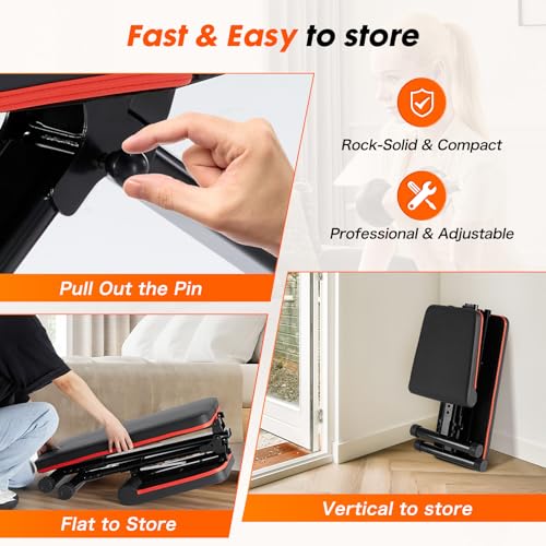 Adjustable Weight Bench for Home Gym, Foldable Workout Equipment for Full Body Strength Training, Incline Decline Sit-Up Bench for Chest, Shoulders, Arms Train, 795LBS Capacity