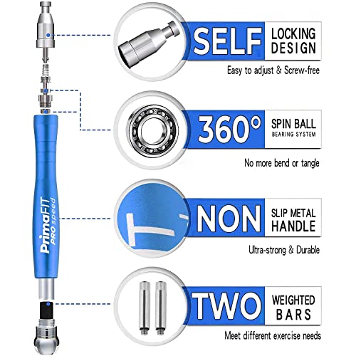 Jump Rope Pro Speed Skipping Rope Adjustable Adult Jumping Rope Weighted Aluminium Handles for Double Dutch Boxing Workout Crossfit Exercise Fitness Spare Cable Weights Protectors Carry Bag - color: Blue