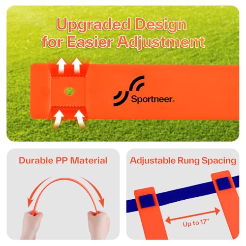 Sportneer Agility Ladder Speed Training Set 12 Rungs 20ft Detachable Exercise Ladders in 2pcs (6 rungs Each) with Ground Stakes for Soccer Football Footwork Training Ladder with Carry Bag