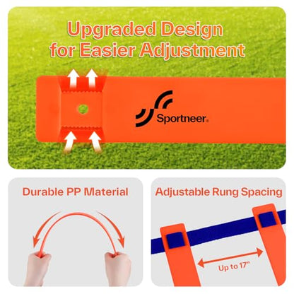 Sportneer Agility Ladder Speed Training Set 12 Rungs 20ft Detachable Exercise Ladders in 2pcs (6 rungs Each) with Ground Stakes for Soccer Football Footwork Training Ladder with Carry Bag