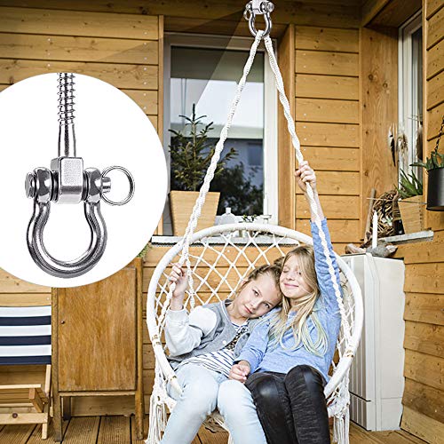 SELEWARE Set of 2 Permanent Antirust 304 Stainless Steel Screw Bracket Heavy Duty 180° Swing Hangers, 1800LB Capacity Playground Yoga Hammock Rope Tire Web Chair Sandbag Punching Bag Porch Swing Sets - color: U (5 inch, 2 Pack)
