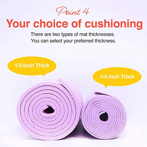 Primasole Yoga Mat with Carry Strap for Yoga Pilates Fitness and Floor Workout at Home and Gym Non-slip 9 colors