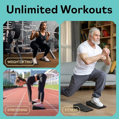 Squat Wedge Block Set of 3/5 - 960 LBS Capacity - Slant Board for Calf Stretching with 5 Stackable Angles - Calf Stretcher Slant Board - Workout Equipment - EPP Material for Exercise Equipment & Physical Therapy - color: Black&Gray