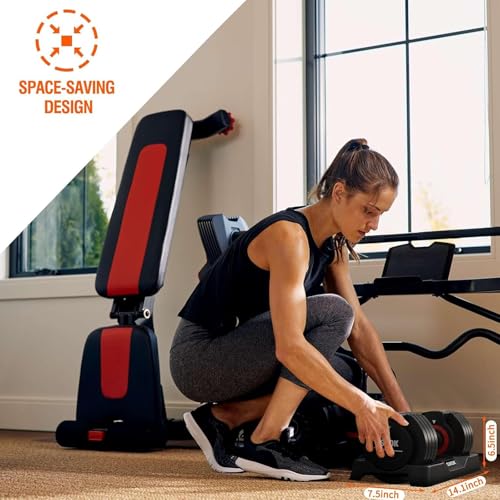 SKOK 25/55 lbs Pair Adjustable Dumbbells Set, Adjustable Weights Dumbbells Set for Men and Women with Anti-Slip Fast Adjust Weight by Turning Handle Dumbbell with Tray - color: 25lbs-Pair