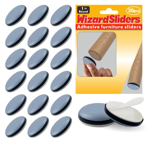 20 PCS PTFE(Teflon) 1 inch Furniture Glides Sliders, Furniture Sliders for Carpeted & Hardwood Floors,Chair Leg Floor Protectors, Self-Adhesive Small Appliance Sliders - size: 1 inch(20pcs)