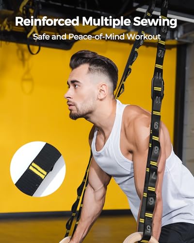 Gymnastics Rings 32mm Wooden Olympic Rings Support 1500lbs Locked Carabiners 9ft Double-Layer Numbered Straps Non-Slip Gym Rings with Foot Straps Door Anchor for Home Gym Full Body Workout - style: 1.25" Carabiners Rings & Daisy Chains Straps & Door Ancho