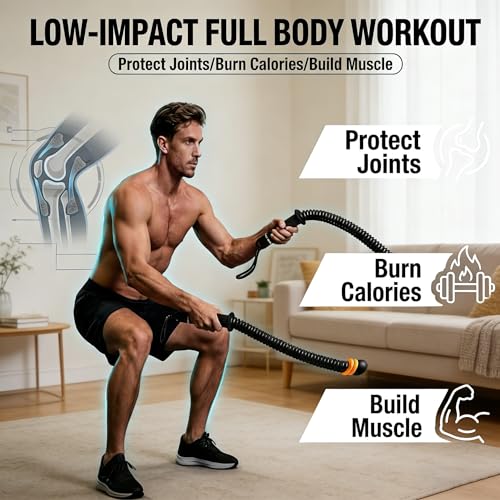 Ropeless Battle Ropes with Adjustable Weights, Cordless Heavy Battle Rope for Home Gym & Travel, Portable Weighted Exercise Equipment for HIIT, Cardio & Low Impact Workout(Black)