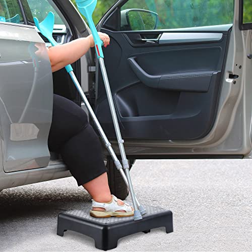 KASSO Step Stool, Non-Slip Mobility Step Platform, Safety Riser Step Stools for Seniors & Adults, 420Lbs Capacity, Indoor/Outdoor Half Step for Stairs, Cars, Bed, Chair, Bathtub Gray