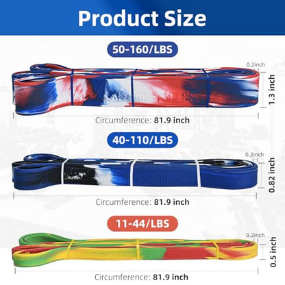 Resistance Band Set, 81.9 Inch Circumference Pull Up Assist Bands with Storage Bag, Camouflage Workout Bands for Powerlifting, Stretching, WOD & Strength Training, Unisex Fitness