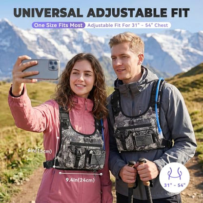 USA Patent Running Hydration Vest Backpack, Lightweight Chest Pack with 2.0L Water Bladder Bag Daypack for Hiking Running Cycling Race Marathon for Women Men - color: Cagray