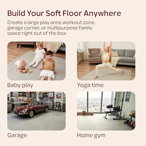Foam Play Mat for Floor - 36 Interlocking Tiles 71x71 in, 0.6" Thick Puzzle Mat for Baby, Toddler & Home Gym, Cross-Texture EVA Foam, Edge Borders Included, Solid Gray