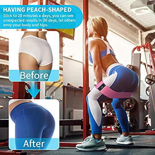 Booty Bands, 3 Resistance Bands for Legs and Butt, Non Slip Exercise Bands,Elastic Strength Squat Band, Workout Beginner to Professional