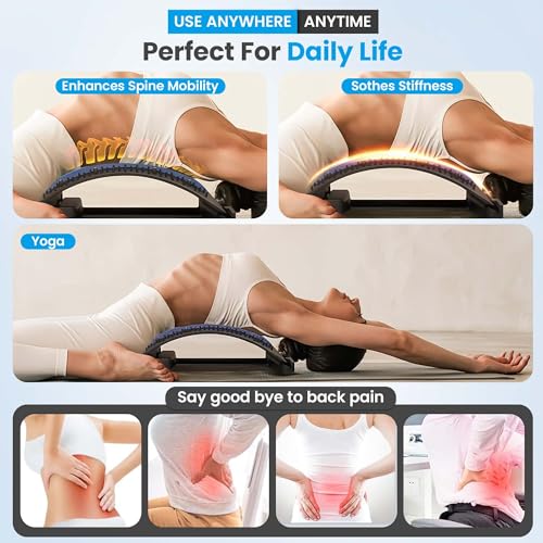 Spine Decompression Back Stretcher with Massage Ball - 3 Level Adjustable Back Cracker Board for Lower Back Comfort - Posture Support and Scoliosis Aid for Home, Office & Gym