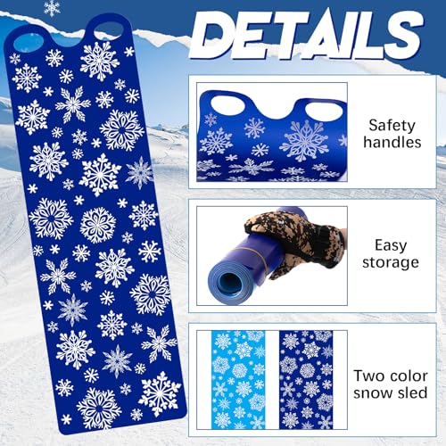 54" Large Snow Sled for Adults Flexible Flying Carpet Snowflake Slider Mat Sledding Equipment Snow Lightweight Roll up Snowboard for Christmas Winter Ski Outdoor