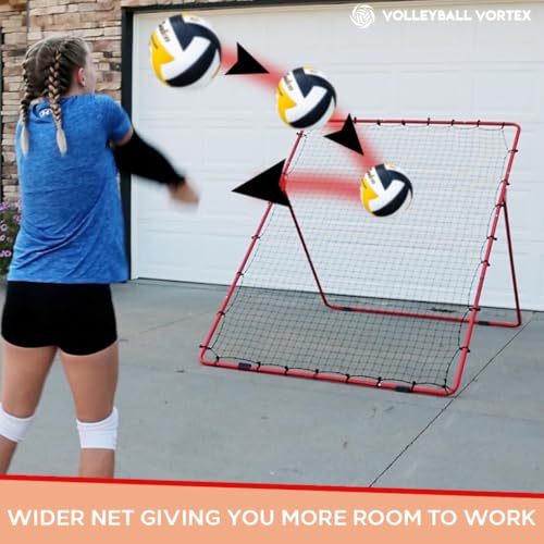 Volleyball Rebounder Net - 7' x 5' Adjustable Bounce Back Volleyball Practice Net Rebounder for Improving Bumping, Spiking, Serving - Portable Travel Training Equipment Designed by a Coach