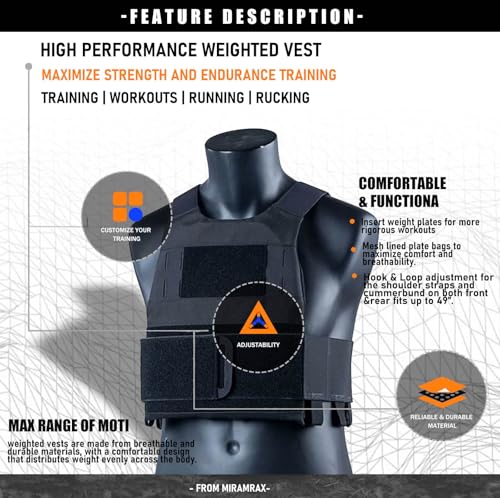 Weighted Vest for Men and Women Adjustable Weight Vests Low Profil Vest Quick Release Strength and Endurance Training Fitness Tactical Running Workouts