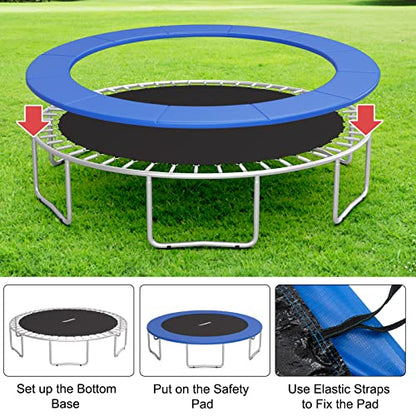Giantex 8Ft 10Ft 12Ft 14Ft 15Ft 16Ft Trampoline Pad, Tear-Resistant Edge Cover Springs Protection Pad, All Weather Replacement Trampoline Safety Pad