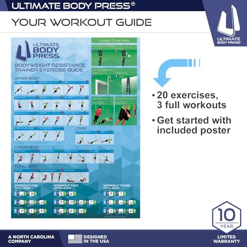 Ultimate Body Press Body Weight Resistance Trainer – Complete Functional Training System with Door Anchor & Quick S-Hooks – Professional Strength Straps for Full Body Workouts