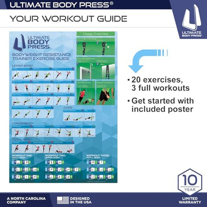 Ultimate Body Press Body Weight Resistance Trainer – Complete Functional Training System with Door Anchor & Quick S-Hooks – Professional Strength Straps for Full Body Workouts