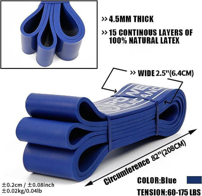 POWER GUIDANCE Pull Up Assist Bands - Stretch Resistance Band - Mobility Band - Powerlifting Bands - by Perfect for Body Stretching, Powerlifting, Resistance Training - color: blue