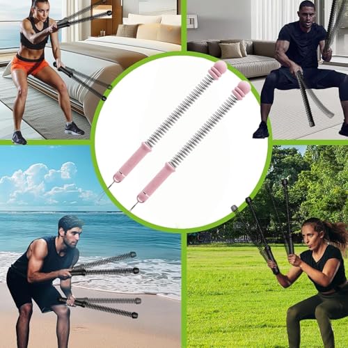 Ropeless Battle Rope Battle Ropes for Home Gym - 2PCS workout ropes with Non-Slip Handles, Durable Workout for All Fitness Levels (Pink)