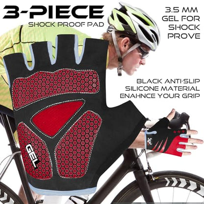 Half Finger Cycling Gloves for Men Women, Gel Padded Anti-Slip Shock Absorbing Weight Lifting Gym Gloves Cycle Mountain Bike Gloves for MTB, Biking, Hiking