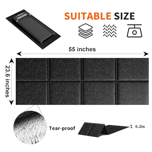 Walking Pad Mat for Carpet, Walking Pad Mat for Hardwood Floors, High Density, 0.2" Thickness, Folable, Floor Protection for Bike, Elliptical, Treadmill - size: 55.2"L x 23.6"W x 0.2"Th