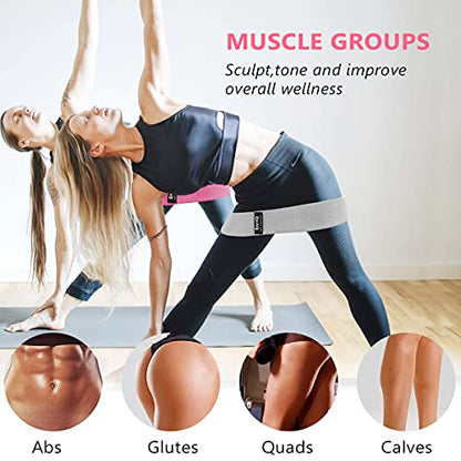 EnriQ Booty Bands Fabric Resistance Bands for Legs and Butt - Non Slip Cloth Hip Bands Elastic Workout Bands - Activate Glutes and Thighs - Made of Premium Elastic Fabric