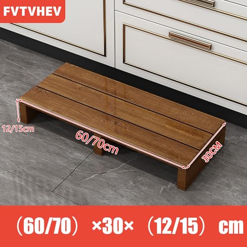 Solid Wood Step Stool,Non-Slip Platform Step Safety Step,Portable Wooden Stand up,Long Footstool Helper,High Load Capacity,for Deck Bathroom Garages Long Solid Wood Step Stool(Wood Color,60x30x15cm)