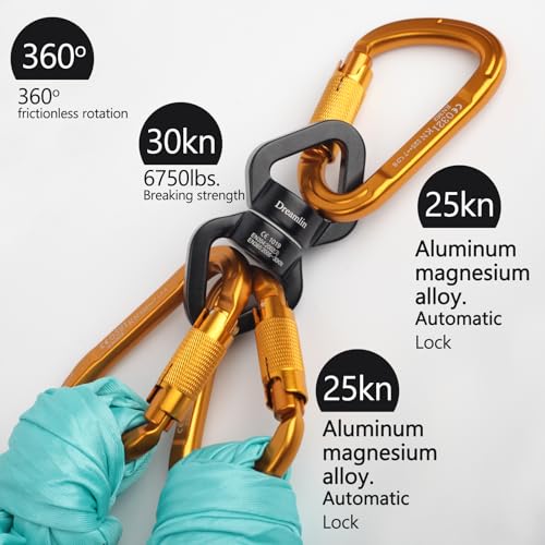 Aerial Silks Hardware Kit 30 KN Swing Swivel Aerial Yoga Hammock Rigging Aluminum Swivel Aerial Hoop Lyra Rotational Device Hanging Accessory - color: Black set 6