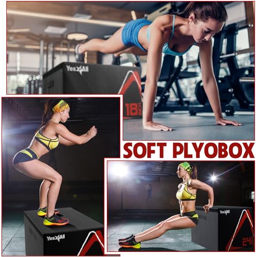 Yes4All Adjustable Soft Plyo Box, Jumping Trainer - For Plyometric Exercises and Conditioning, Multiple Height Variations