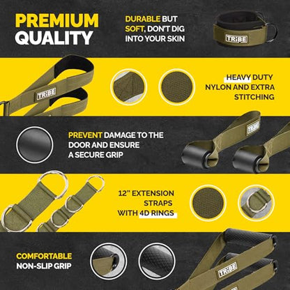 Tube Resistance Bands for Working Out Men and Women - 180lb Exercise Bands Set with Handles, Resistance Band Bar, Ankle Straps, Foot Straps, Door Anchor for Home Gym Strength
