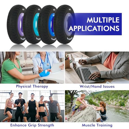 Hand Grip Strengthener, Grip Strength Tranier and Finger Excerciser, Silicone Hand Stretcher Rings for Athletes, Stress Relief, Physical Therapy, 8 Resistance Levels, 5 Pack