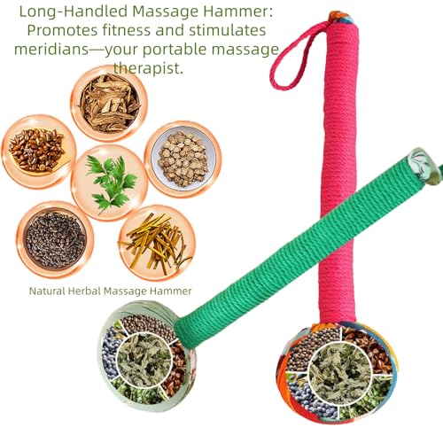 Mugwort Massage Hammer, Massage Tools Back, Shoulder & Body - Handheld Percussion Therapy Tool with US Design Patent, (Toffee Pink, Olive Green) - color: Toffee Pink, Olive Green