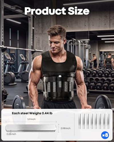 8 Pcs Steel Plates for Weighted Vest, Fractional Weight Vest Plates, Training Weight Long Steel Plate for Aerobic Exercise, Weight Training, Outdoor Physical Fitness (5.9"X 0.98"X 0.28")