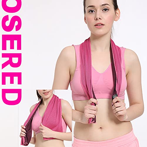 Pack of 20 Cooling Towel 40x12'' Ice Towel for Neck and Face Microfiber Chilly with Bag Breathable Yoga Gym Stay Cool Towels Sweat Rag for Workout Running Camping Pilates Beach, Rose - color: Rose Red