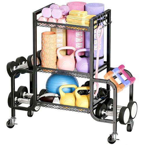 Weight Rack for Home Gym Storage, Sports Equipment Organizer, Workout Exercise Equipment Storage, Dumbbell Kettlebell Rack Organization for Home Gym, Garage Sports Equipment Organizer