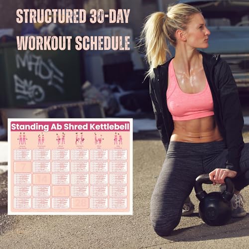 30-Day Standing Ab Kettlebell Workout Plan – Core Training Program, Exercise Charts, No Floor Ab Routine for Home Gym, Step-by-Step Guides + Workout Schedule