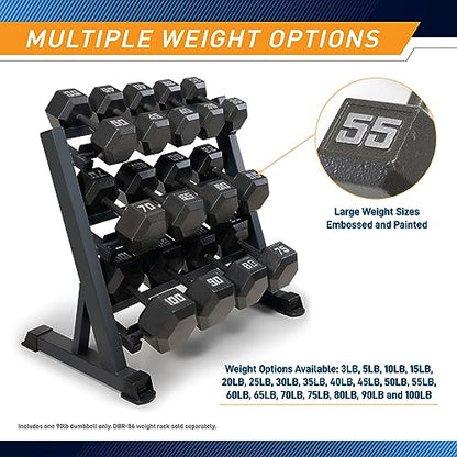 Marcy Cast Iron Hex Dumbbells Collection - Available size from 3-lb to 100-lb, SOLD INDIVIDUALLY - style: 90lbs