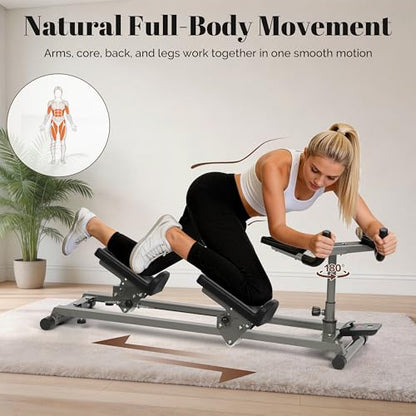 Exercise Crawler Machine, Spine Twist and Stretch Trainer, Full Body Cardio Machine, Builds Core Strength, Home Gym Equipment with Adjustable Hand Grips & Knee Support