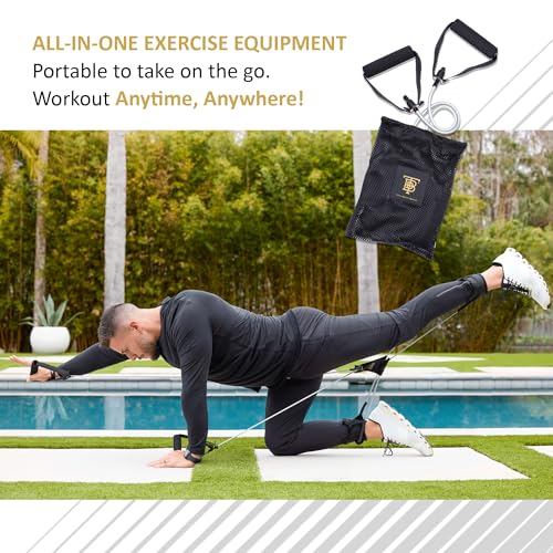 Total Body Band, All-in-one Fitness Band, Full Body Exercise Band for Home Exercise or Training on-The-go, Multi-Purpose use for Strength, core, Pilates & More, Medium - 15 lbs. (Silver)