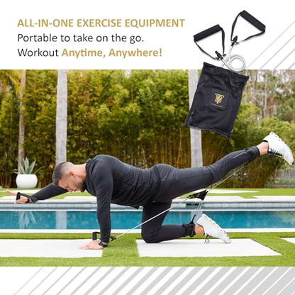 Total Body Band, All-in-one Fitness Band, Full Body Exercise Band for Home Exercise or Training on-The-go, Multi-Purpose use for Strength, core, Pilates & More, Medium - 15 lbs. (Silver)