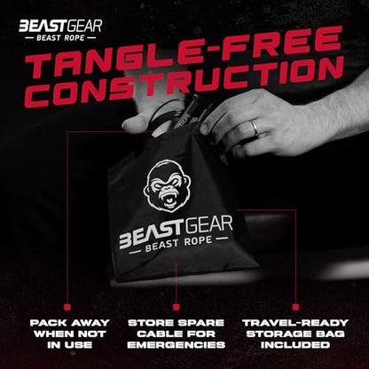 Beast Gear Jump Rope, Jump Ropes for Fitness, Premium Aluminium Skipping Rope for Men Women - Boxing, MMA, HIIT, Strength Training & Double Unders