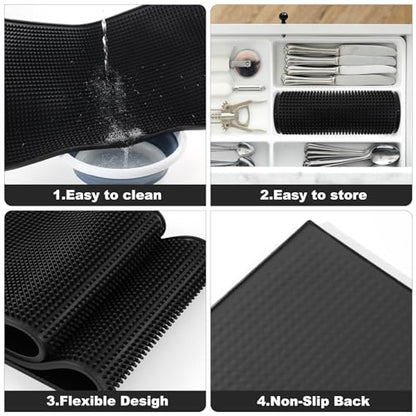 Extra Large (28 inch by 16 inch) Thick Rubber Service Bar Mat for Home Kitchen Counter Mat, Bartender Bar Mat, Dish Drying Mat, 1 Pack Black - size: 28 x 16 inches (1 Pack, Black)