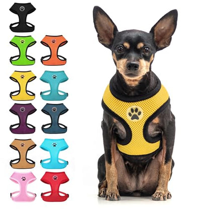 BINGPET Small Dog Harness, No Pull Step-in Puppy Pet Vest, Yellow - color: Yellow, size: S (NECK: 12", CHEST: 14"-18")
