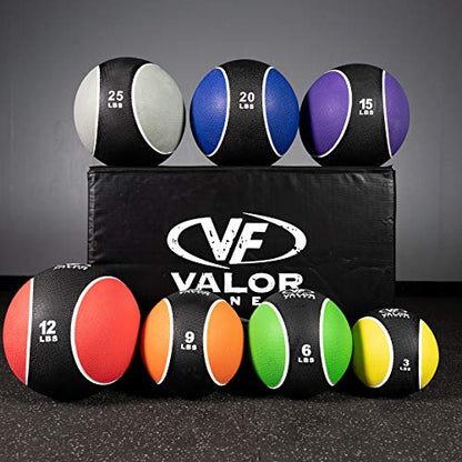 Valor Fitness Weighted Medicine Balls Handheld Rubber Med Ball Weights for Core Training Balance Ab Workout Equipment Home Gym Exercise