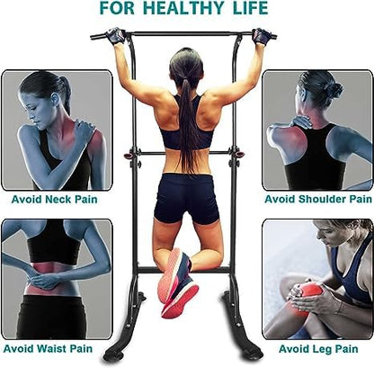 Power Tower Adjustable Height Pull Up Bar for Home Gym Multi-Function Strength Training Fitness Workout Station