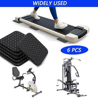 6PCS Treadmill Mats,High Density Equipment Pads 4 x 4 x 0.2 inch Double-Sided Non-Slip Exercise Equipment Mat for Floor Protection,Washing Machine Pads,Walking Pad,Exercise Bike,Home Gym etc.