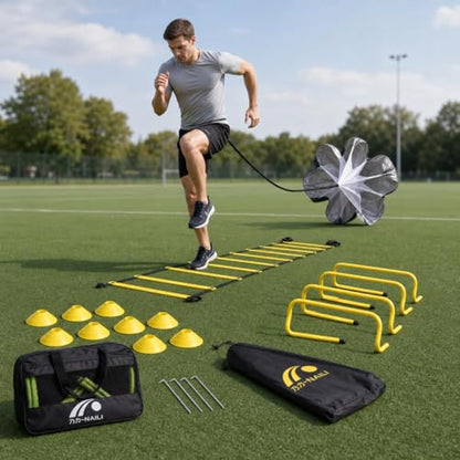 Agility Training Equipment Set, Football Training Equipment Kit, Soccer Speed Training Gear, & Hurdles
